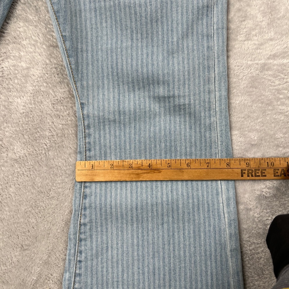 Levi's 726 High Rise Flare Jeans Size 31 Light Blue Women Pinstripe Retro Boho - Picture 10 of 14
